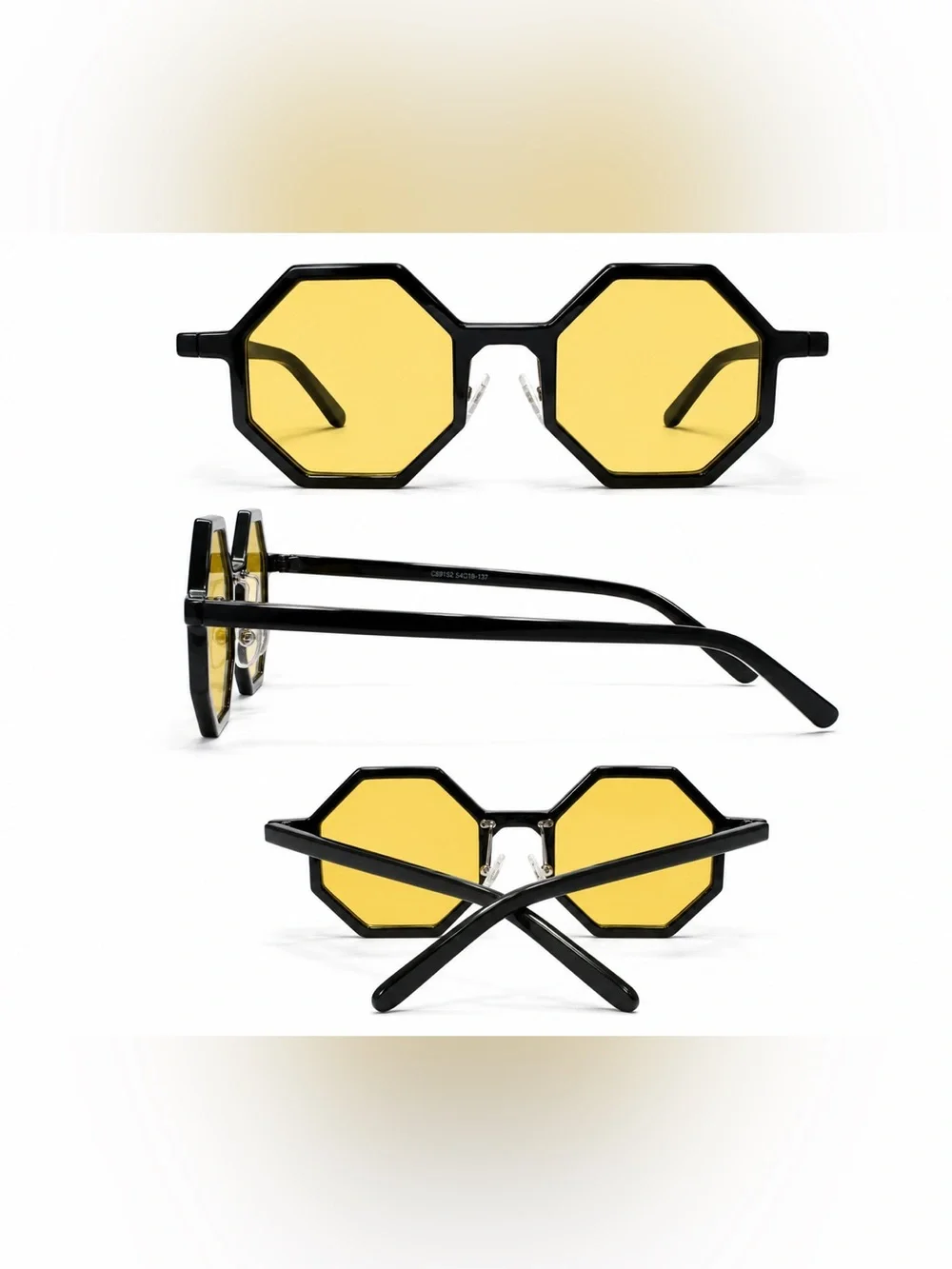 Octagon Frame Sunglasses with Yellow Lenses